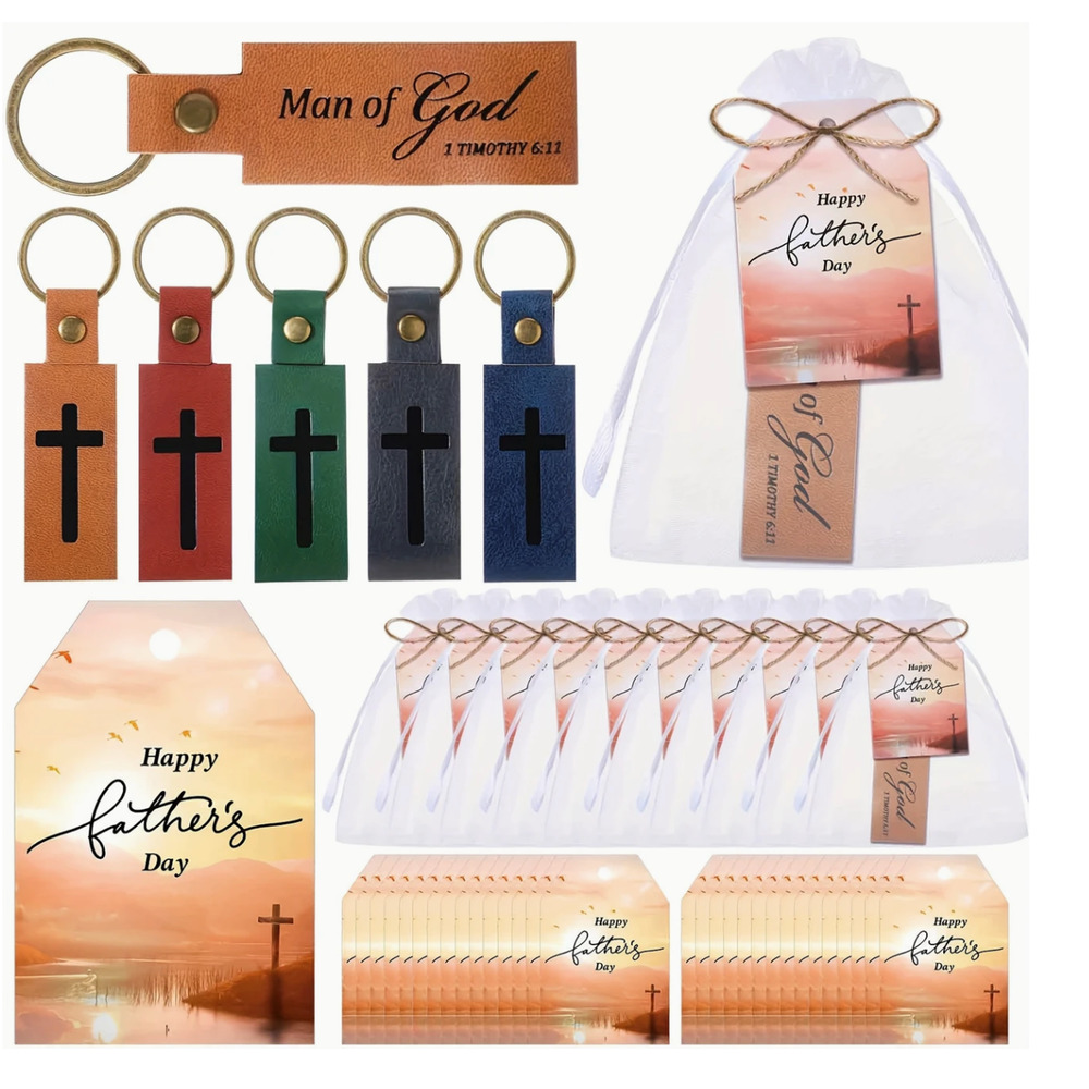 Man of God Keychain w/ Card & Gift Bag - Inspirational Gift for Father's Day